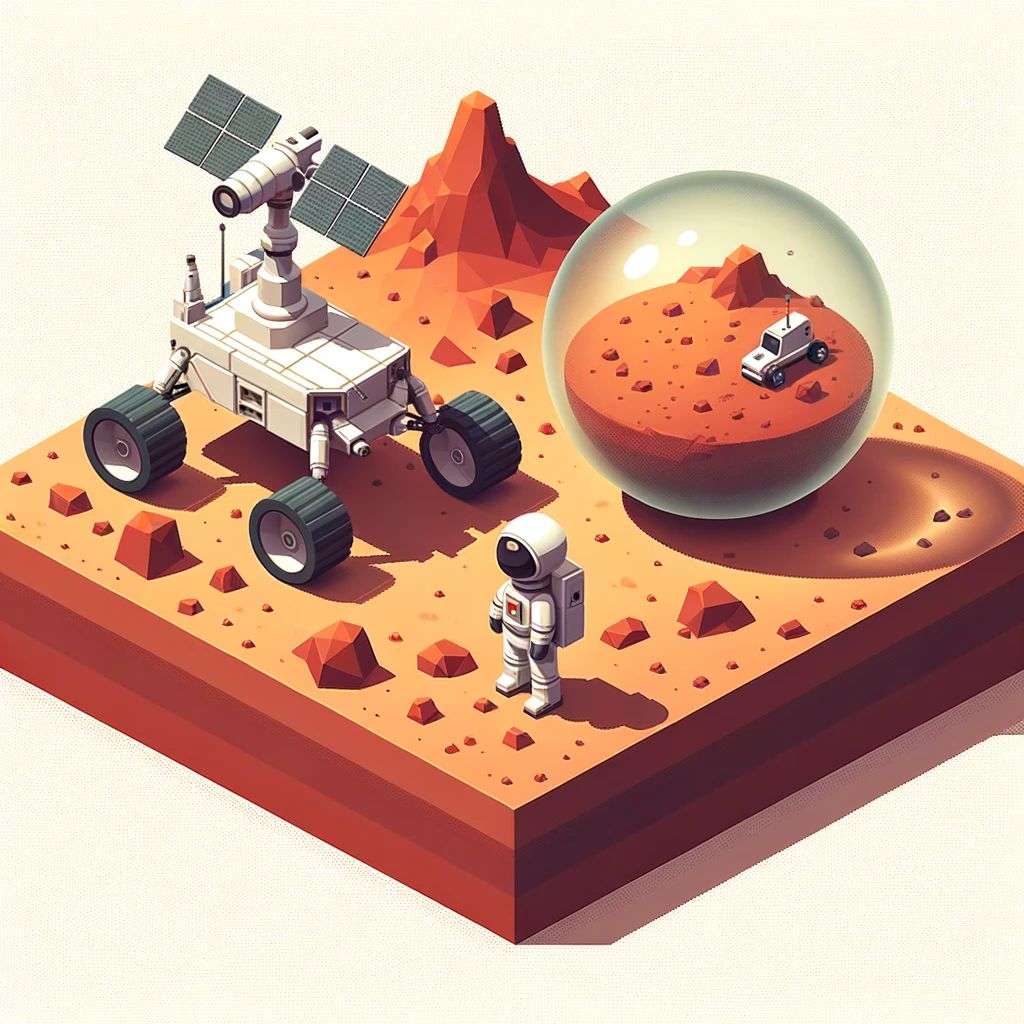 an astronaut, low polygon isometric render